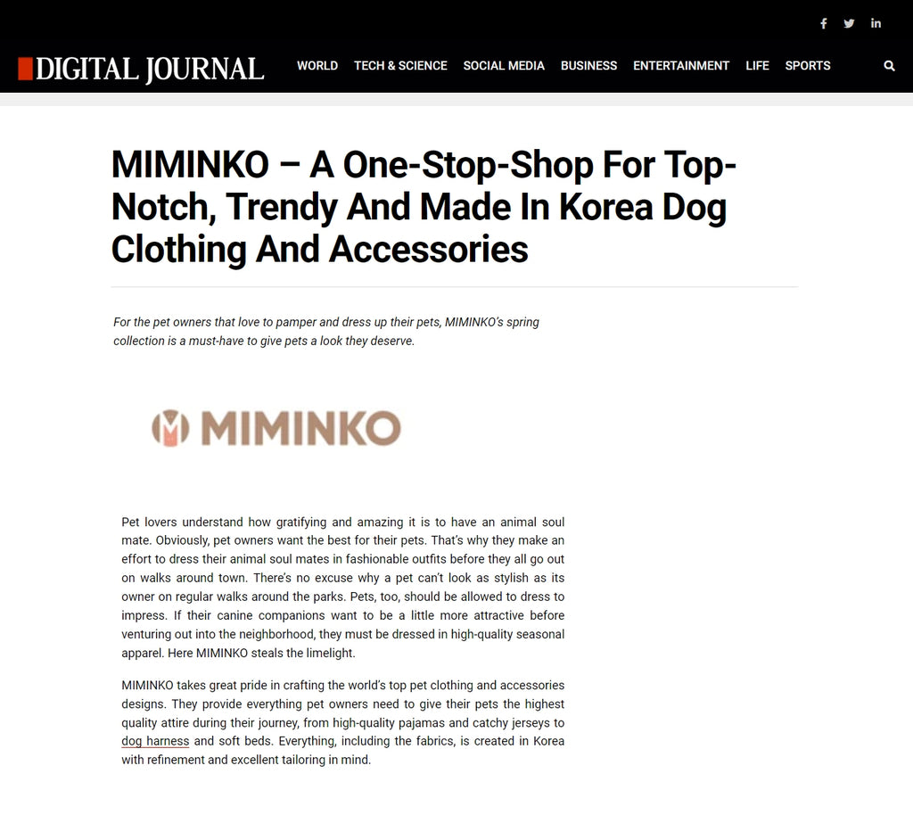 MIMINKO – A One-Stop-Shop For Top-Notch, Trendy And Made In Korea Dog Clothing And Accessories