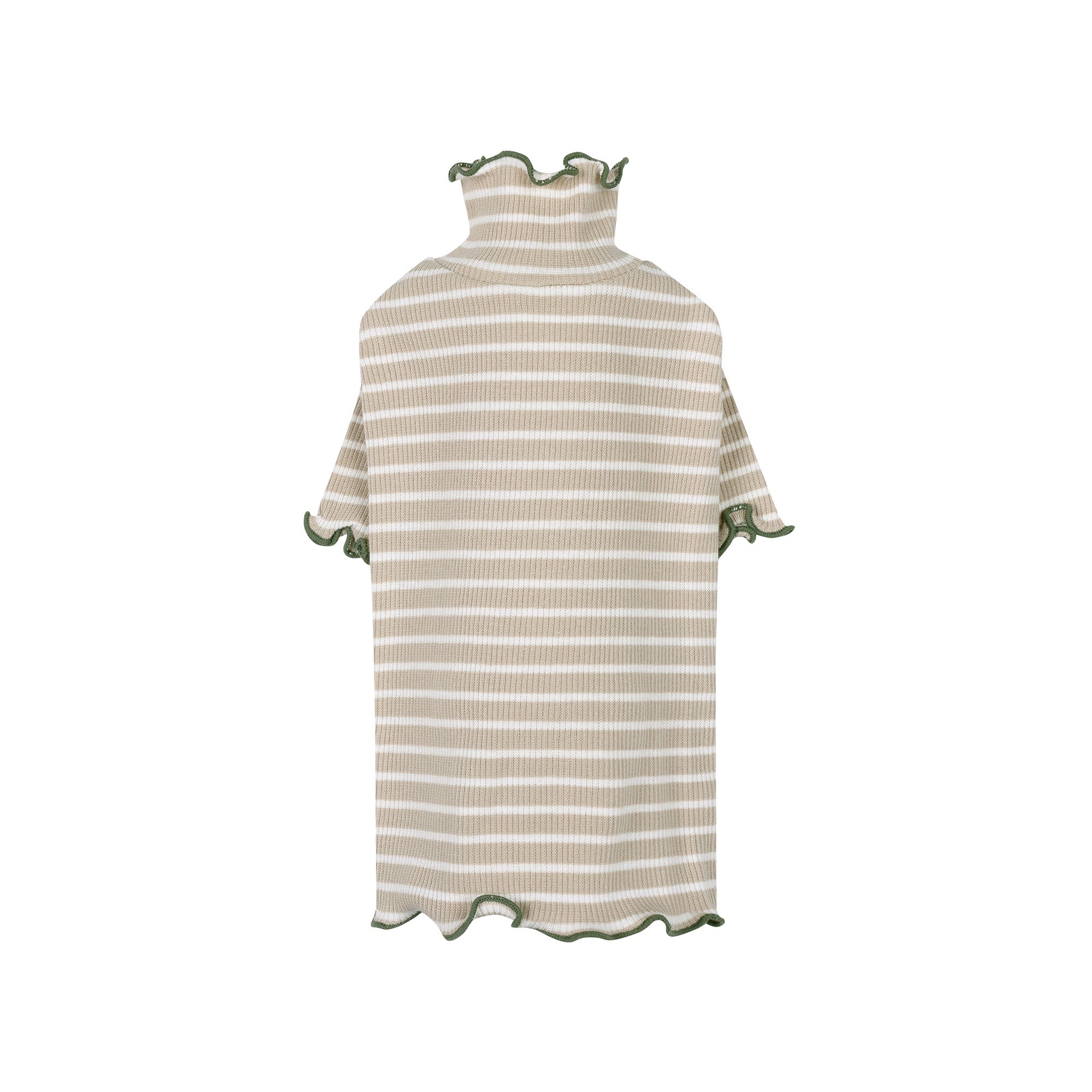 Jelly Striped Turtleneck Top - Light Beige