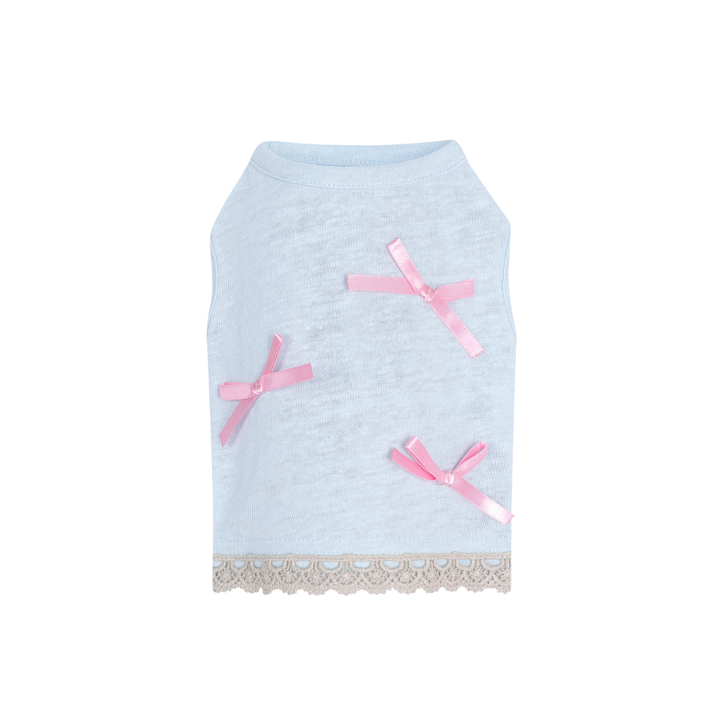 Bowknot Decor Mesh Tee - Blue