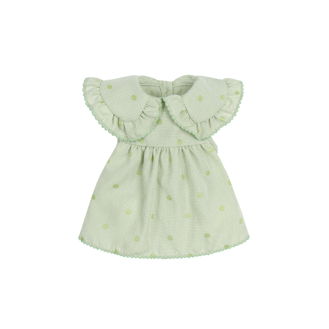 Polka Dot Princess Flap-Collar Dress - Olive