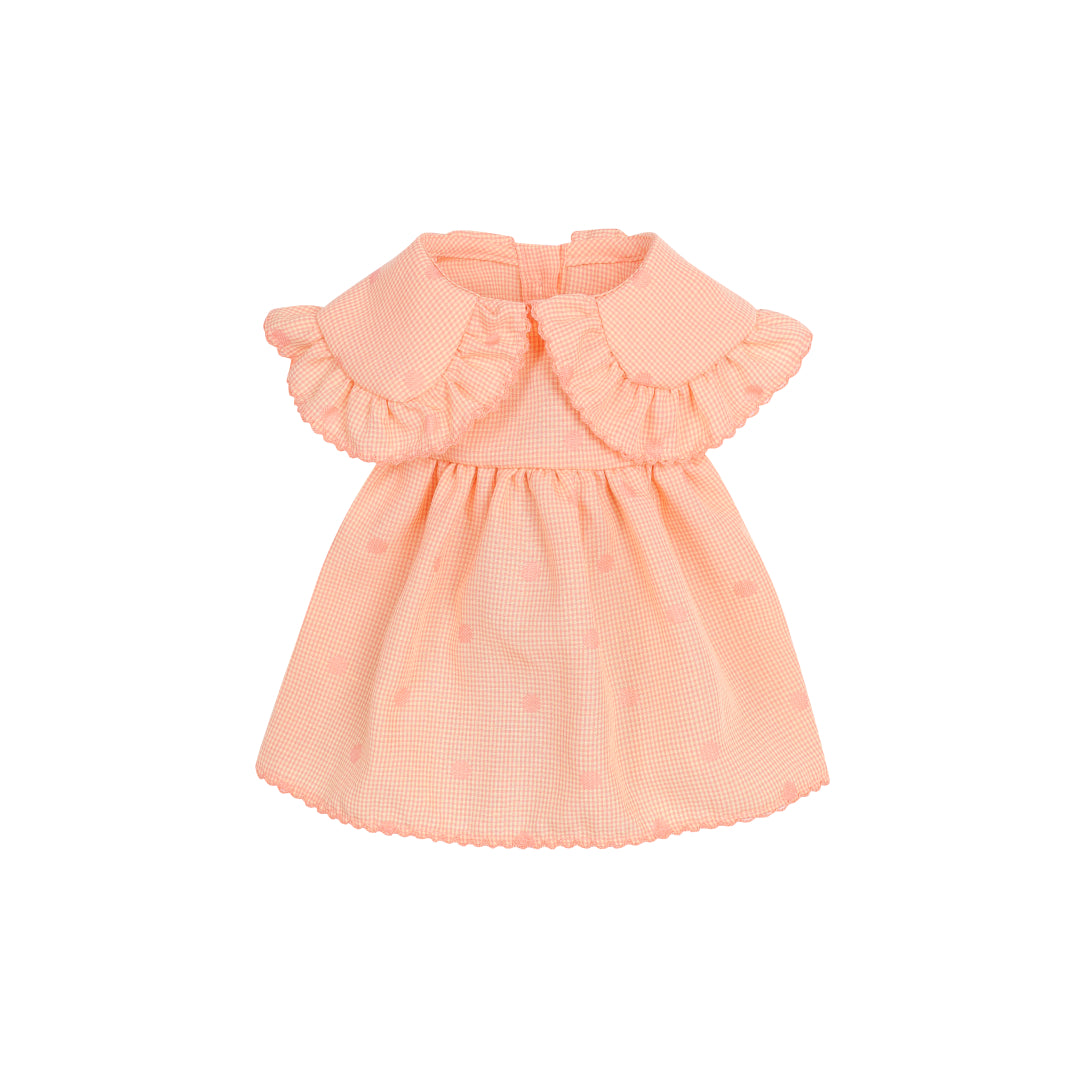 Polka Dot Princess Flap-Collar Dress - Coral