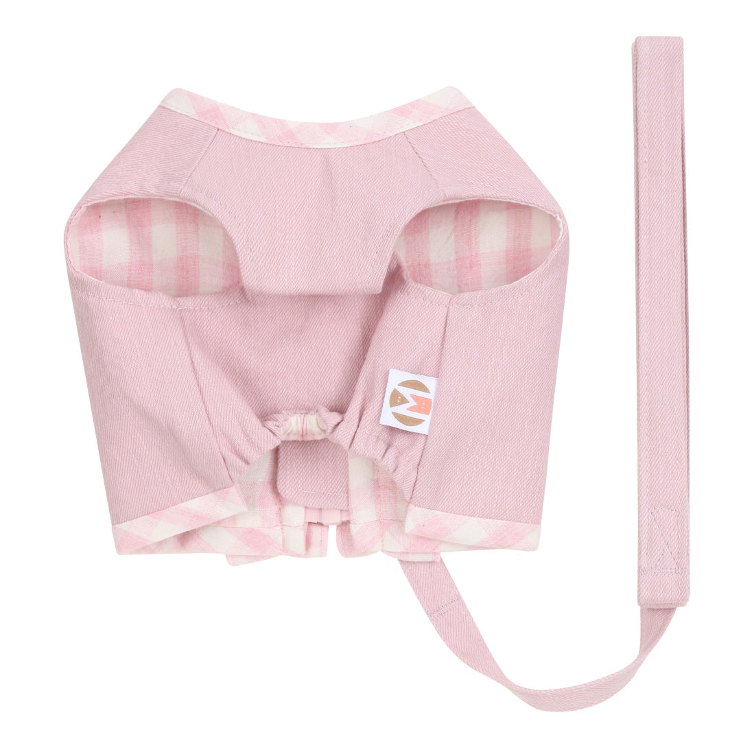 Check Pattern Ruffle Harnesses with Leash - Pink