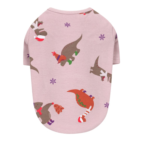 Christmas theme Dinosaur T Shirt - Pink