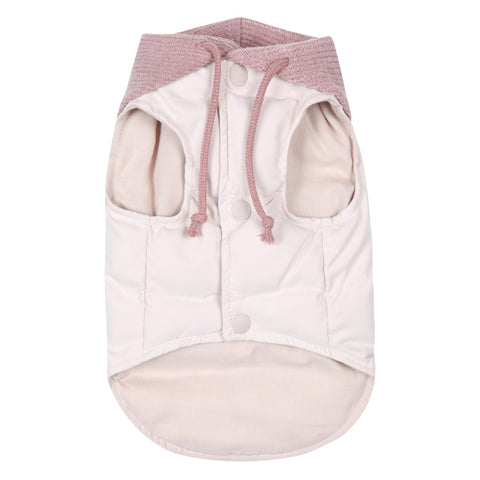 Knit Hooded Down Vest - Pink