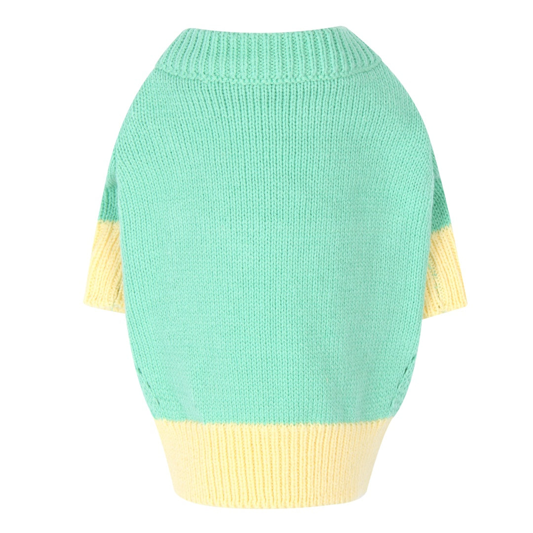 Color Block Pastel Crew Neck  - Green