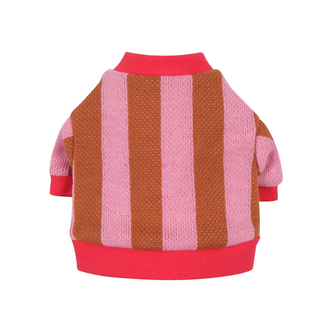 Striped Multi-Color Knit Cardigan -Pink