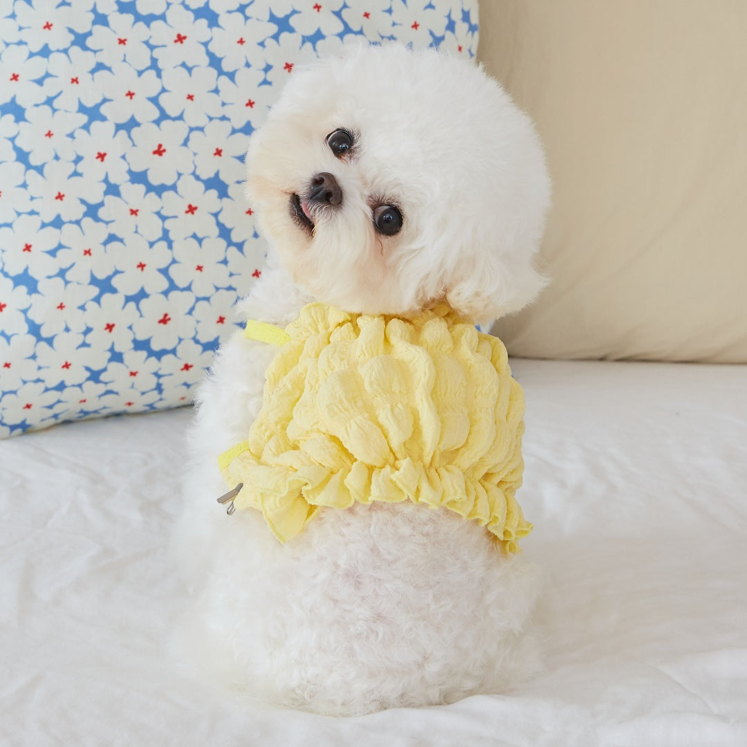 Daisy Scrunch Bubble Tank Top - Yellow