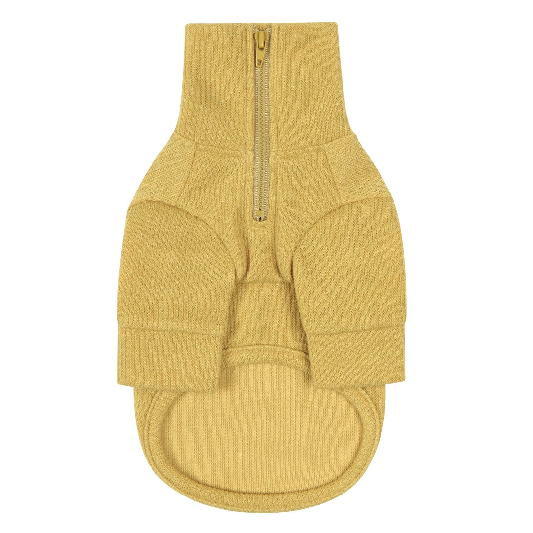 Foldover Half-Zip Knit - Mustard
