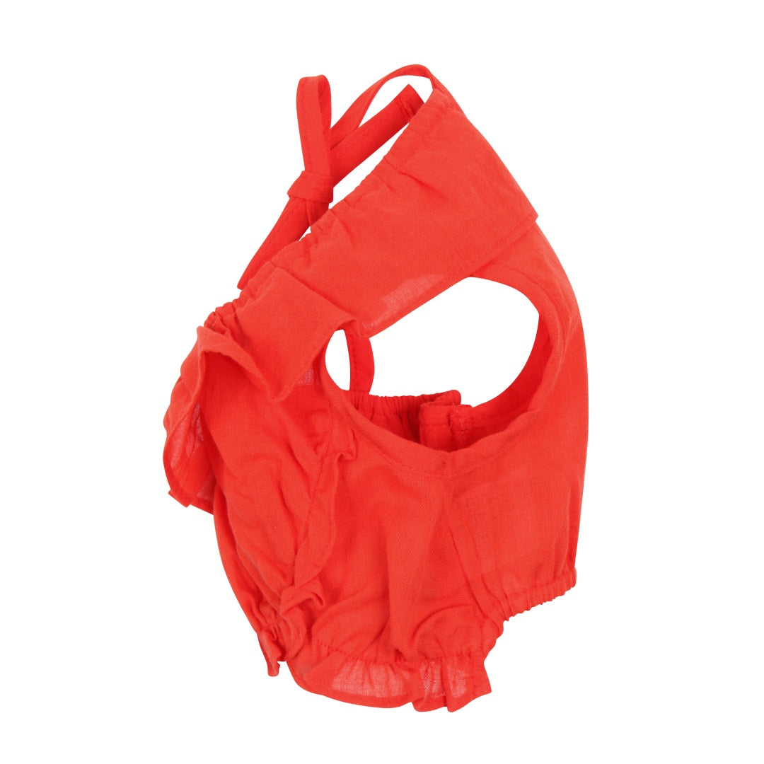 Lux Ruffle One Shoulder Top -Red